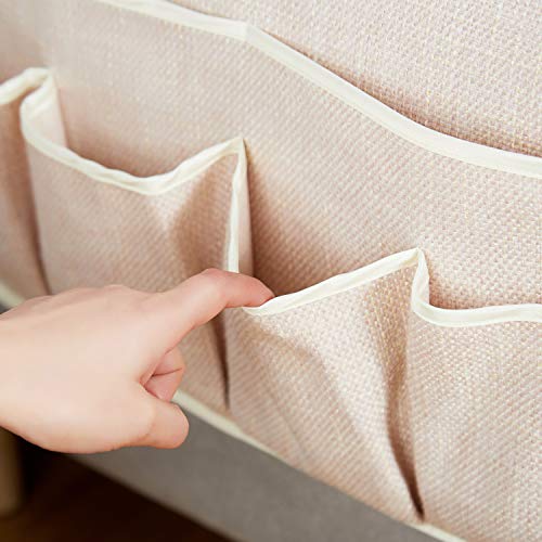 FLYILY Sofa Armrest Organizer Non-Slip Arm Chair Hanging Caddy Remote Control Holder for Magazine, Phone, Books, Glasses(Beige,19in) - color: Beige, size: 35"x19"