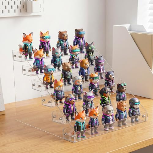 2-Pack 6-Tier Acrylic Display Shelf, Clear Nail Polish Paint Organizer - Wide Slot Multi-Layer Riser for Perfume, Makeup, Figures, Spices, Cards & Stickers
