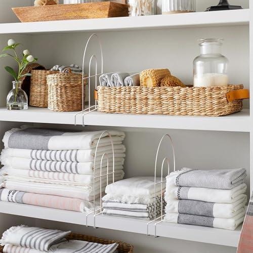 8-Pack 12" Tall Shelf Dividers - Closet Shelf Organizer - Easy to Install - No Tool - White PE Coating Steel - size: 8-PACK, style: Metal Height 12inch