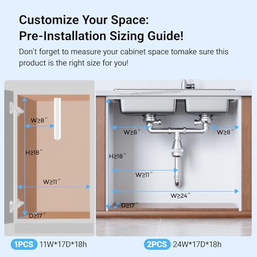 TISTAYA 2 Pack Under Sink Organizer and Storage, Metal Under Kitchen Sink Organizer, Slide Out Bathroom Organizers and Storage, Undersink Organizers for Kitchen Bathroom Cabinet - color: Black, size: XL-2PC