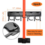YueTong All Metal Garden Tool Organizer,Adjustable Garage Wall Organizers and Storage,Heavy Duty Wall Mount Holder with Hooks for Broom,Rake,Mop,Shovel.(3 Pack) - size: 51" organizer
