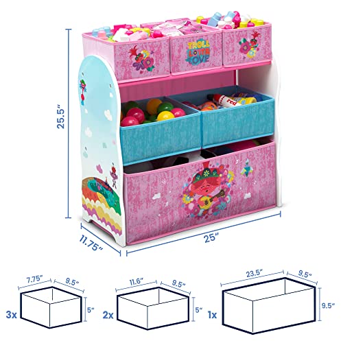 Delta Children Design and Store 6 Bin Toy Storage Organizer, Trolls World Tour - color: Trolls World Tour
