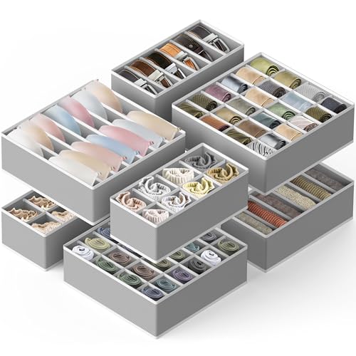Simple Houseware Closet Underwear Organizer Drawer Divider Assorted 7 Pieces, Gray - color: Gray, size: 7 Pack