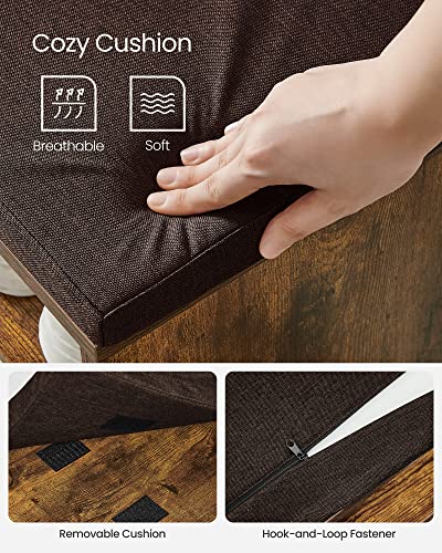 VASAGLE CUSTOS Collection - Storage Bench, Entryway Bench with Cushion, Drawer and Open Compartments, Bench with Storage, Living Room, Bedroom, Closet, Rustic Brown and Chestnut Brown ULHS024T01 - color: Rustic Brown + Chestnut Brown