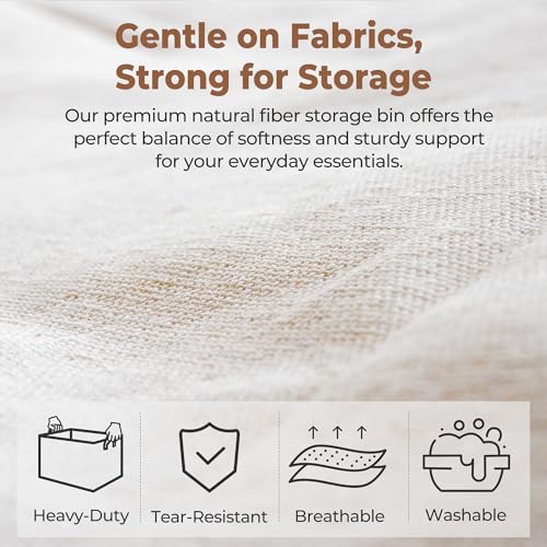 StorageWorks Fabric Storage Bins, Large Storage Baskets for Shelves, Closet Organizers and Storage Bins with Metal Frame, Handles, Natural Color, 2-Pack - color: Natural Color, size: 16 ½" L x 12" W x 10 ¼" H
