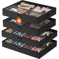 Lifewit Under Bed Shoe Storage Organizer 2 Pack(14 Shoes Cells+4 Boots Cells), 4.3 Inches Profile Fabric Shoes Container Box with Clear Cover, Foldable Storage Bag with 2 Handles, Fits 22 to 36 Pairs - style: 14 Shoes Cells+4 Boots Cells