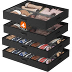 Lifewit Under Bed Shoe Storage Organizer 2 Pack(14 Shoes Cells+4 Boots Cells), 4.3 Inches Profile Fabric Shoes Container Box with Clear Cover, Foldable Storage Bag with 2 Handles, Fits 22 to 36 Pairs - style: 14 Shoes Cells+4 Boots Cells