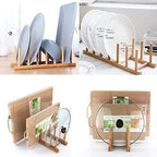 INNERNEED Bamboo Wooden Dish Rack, Vertical Plate & Lid Organizer for Kitchen Cabinet or Countertop, Drying Stand for Dishes, Cutting Boards - size: Pack of 1