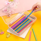 Tamaki 1 Pack Plastic Pencil Box Large Capacity Pencil Boxes Clear Boxes with Snap-tight Lid Stackable Design and Stylish Office Supplies Storage Organizer Box, Clear - color: White