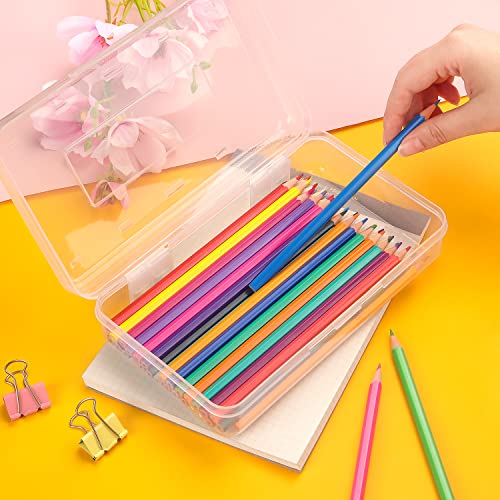 Tamaki 1 Pack Plastic Pencil Box Large Capacity Pencil Boxes Clear Boxes with Snap-tight Lid Stackable Design and Stylish Office Supplies Storage Organizer Box, Clear - color: White