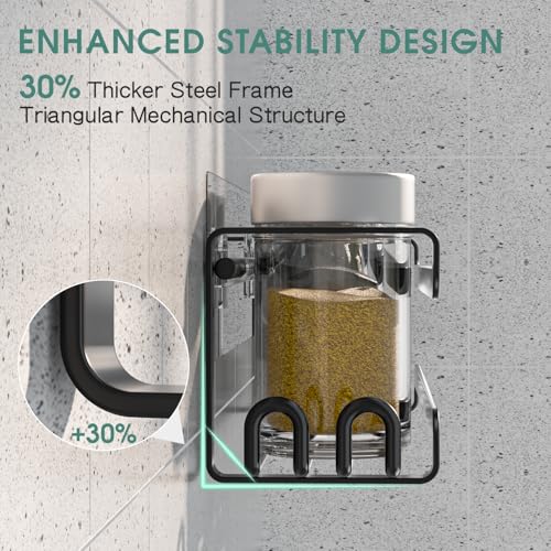 LUCYCAZ 2 Pack Wall Mounted Spice Rack with 8 Hooks, Spice Organizer Shelf for Stove Cabinet Pantry Door,Screw or Adhesive Spice Shelf Hanging Wall Spice Rack in Kitchen and RV (Black, 2 PACK) - color: Black, size: 2 PACK
