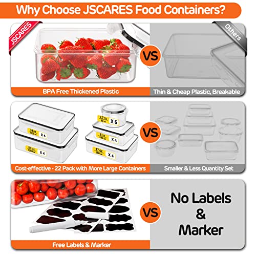 44 PCS Food Storage Container with Lid (22 Lids & 22 Containers) - Airtight Leakproof Plastic Kitchen Organization Set Reusable Microwave/Freezer/Dishwasher Safe Meal Prep Container with Label & Pen - color: 22 Pack
