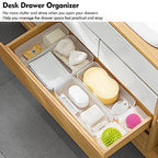 Poeland 15 Pcs Drawer Organizer Tray Storage Box for Bedroom Dresser Bathroom Kitchen, Frosted - size: 15 pcs