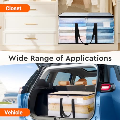 BlissTotes Clear Moving Bags Heavy Duty, 93L Extra Large Storage Bags with Zipper & Reinforced Handles, Waterproof PP Moving Totes for Clothes, Bedding, Comforters, Space Saving Storage (8 Pack) - size: 125L