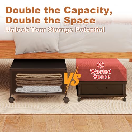 2 Pack Under the Bed Storage Containers,10 inch Height Under Bed Shoe Storage,31inch Long Underbed Storage with Wheels,Large Rolling under bed Clothes Storage Drawers with Lid for Dorm Tall ,Black - color: Black, size: 2PC (31"Lx17"Wx10"H)