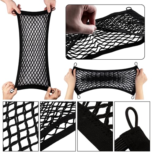 2 Pack Small Cargo Net Pocket Storage Pouch Bag 21 x 9.8 Inches RV Netting Elastic Automotive Cargo Nets with 8 Mounting Screws, Storage Mesh for Car Trunk SUV Boats - size: 21 x 9.8 Inch