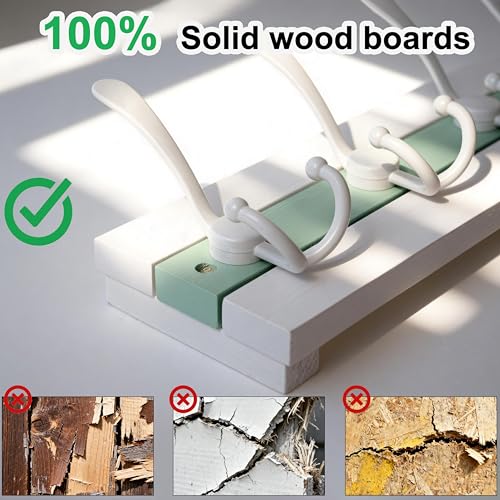 SKOLOO Coastal Wall Mounted Coat Rack - 16-7/8" Beach House Entryway Wooden Coat Hook with 5 Hooks for Hanging Coats, Hats or Towels, Oceanfront Cottage Core Collection, White & Green - color: Green & White Plates & White Hook, size: 1 Item-5 Hooks