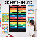 Essex Wares - 20 Pocket File Pocket Chart, Black, 28" Wide x 46" Tall - Versatile Wall Hanging File Folder Organizer for Classroom, Office, Home, and More - Wall Folder Organizer - 20 Pockets - size: 20 Pocket