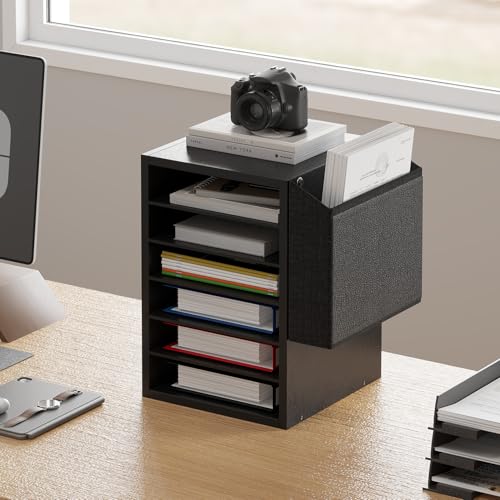 Unionly, Literature Organization Paper Storage Slot, Office Desk File Organizer, Desktop Wood Mailbox For Teacher Classroom, 6 Tier Adjustable Countertop Mail Sorter, Mailboxes With Name Slots, Black - color: Black, size: 6 Slots