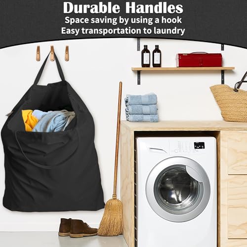 Canvas Laundry Bag 40"W x 35"H, Thick Canvas Laundry Bag with Handles & Drawstring, Extra Large Heavy Duty Washable Storage Sack (XXL, Black) - color: Black, size: XXL 40"Wx35"H┃1 Pack