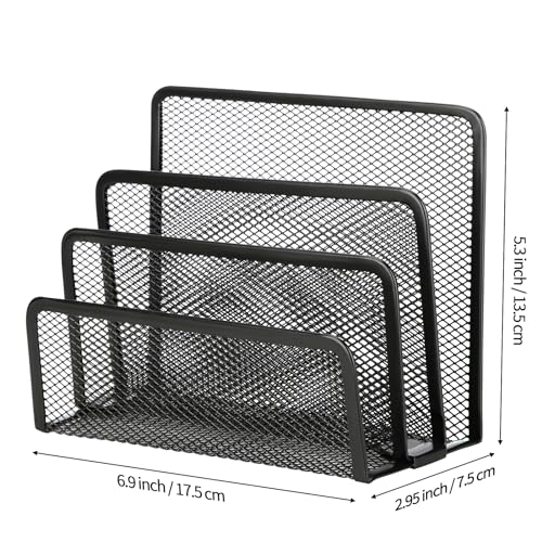 2 Pieces Desk Mail Organizer, Metal Mesh Small File Holders Letter Organizer, Bill/Document/Filing/Folders/Paper Organizer for Desktop (BLACK-2PCS) - color: BLACK-2PCS