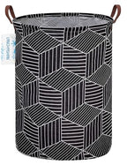 LANGYASHAN Laundry Basket Canvas Fabric Collapsible Organizer Basket for Storage Bin Toy Bins Gift Baskets Bedroom Clothes Children Nursery Hamper (Black diamond) - color: Black diamond