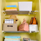 BAOYOUNI Closet Tension Shelf Rod Heavy Duty Wardrobe Organizer Adjustable Storage Shelves Rack DIY Closet Dividers Separators for Kitchen Bathroom Bedroom Garage, 19.69-31.5 Inches - size: (19.69-31.50) IN