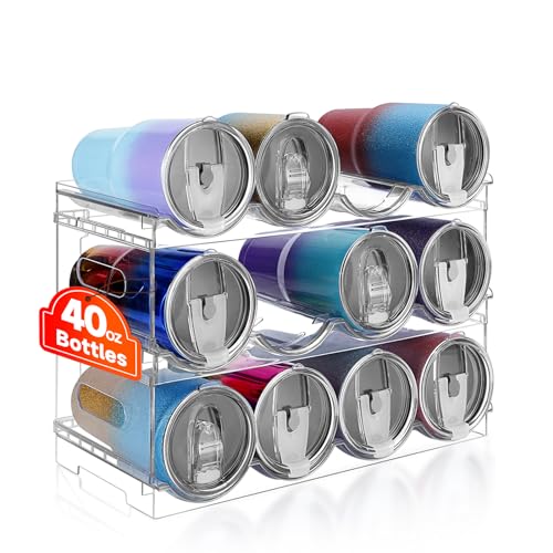 Amaoot Large Compartment Water Bottle Organizer Rack,3 Pack Stackable Tumbler Storage for Kitchen Fridge Cabinet Organization and Storage,Wine/Drink/Water Bottle Storage Organizer - size: 12 bottle