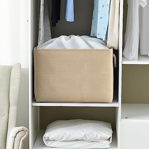 TheWarmHome Storage Bin for Shevles - Extra Jumbo 3Pack 20.5L×15.7W×13.8H inch Organization and Storage Basket for Organizing, Fabric Storage Cubes for Closet Shoe Linen Decorative (Beige) - color: Beige, size: 3PCS/Extra Jumbo - 20.5Lx15.7Wx13.8H