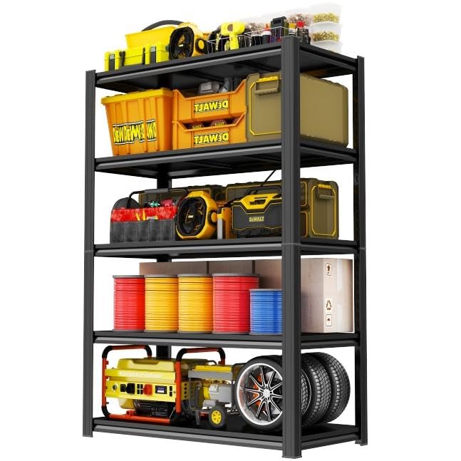 5-Tier Garage Shelving Unit, Garage Storage Shelves, 3000LBS Heavy Duty Shelving, 63" H Adjustable Metal Shelves Utility Shelf, Storage Rack for Kitchen, Warehouse, Basement, Black - size: 40"W x 18"D x 63"H