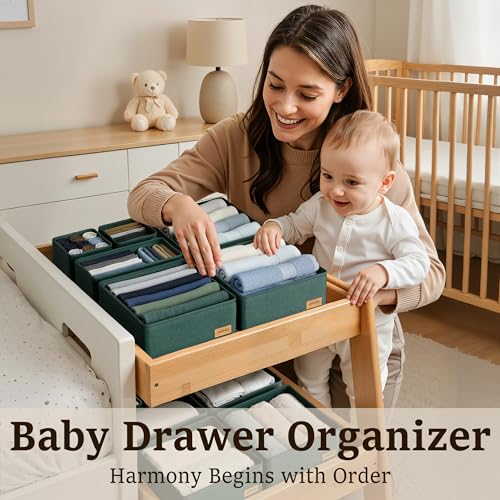 Clothes Organizer, Transform Your Drawers in Seconds - Cream Set of 6 Foldable Storage Boxes with Zipper, Durable 600D Fabric, Includes Fragrance Sachets, Ideal for Underwear, Socks, Baby Clothes - color: CREAM