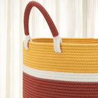Large Blanket Basket (20"x13"), Woven Rope Storage Basket for Blankets, Clothes & Laundry - Living Room, Nursery, Bedroom (Yellow/Brown) - color: Yellow Brown