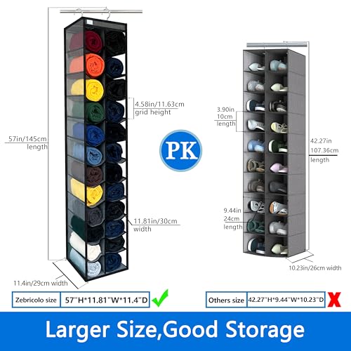 Closet Organization,24 Section, Hanging Closet Organizer, Space Saving, College Dorm Essentials for Girls, Heavy dutys Hooks Up to 45 Pounds, Clothes Storage,Closet Organizer,Grey/Black - color: NEW Heavy duty rack-Grey/Black--24 pockets
