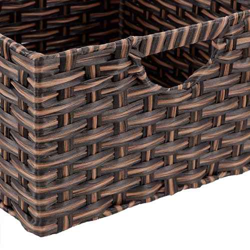 Seville Classics Premium Handwoven Portable Laundry Bin Basket with Carrying Handles, Household Storage for Clothes, Linens, Sheets, Mocha Brown, Rectangular (2-Pack) - color: Mocha Brown, size: Rectangular Hamper (2-Pack)