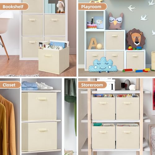 STORAGE MANIAC Storage Cubes, 13 Inch Collapsible Storage Bins with Handles, 10 Pack Fabric Foldable Bins for Organization, Durable Storage Bins for Closet, Shelves, Offices, Toys, 10-Pack Beige - color: Beige-10 Pack, size: 13 INCH