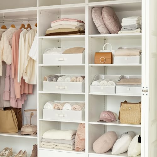GRANNY SAYS Shelf Storage Baskets, Clothes Storage Bin, Organizer and Storage Bins, Trapezoid Storage Boxes, Clothing Bins for Changing Table Closet Shelves, Pearl White, Jumbo, 3-Pack - color: Pearl White, size: 19¾"L x 11"W x 7¾"H