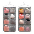Dual Sided Hanging Closet Organizer Durable Socks Stocking Clothes Bra Accessories Storage Bag With 16 Large Pockets (Nylon Mesh Pockets)