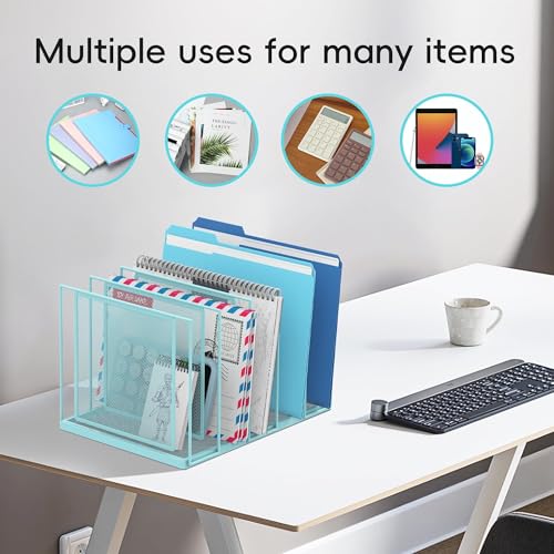 File Organizer for Desk, 5-Section Vertical File Sorter, Paper Holder Organizer Standing Metal File Folder for Office Home Classroom, Blue - color: Blue, size: 1 Pack 5-Section