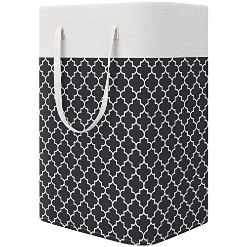 StorageRight Laundry Basket Hamper Large Collapsible Laundry Hamper with Easy Carry Handles，Freestanding Clothes Hampers for Laundry, Bedroom, Dorm, Clothes, Towels, 75L, Clover Black - color: Clover Black, size: 75L