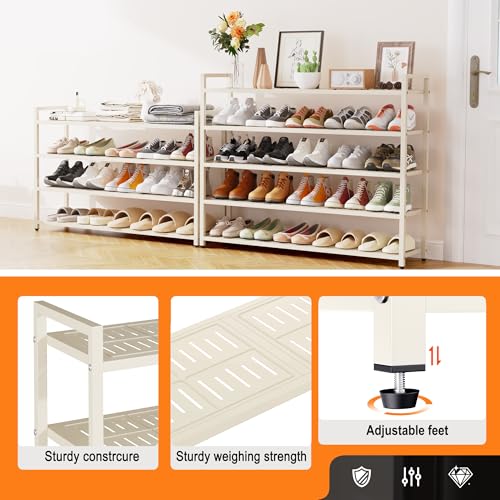3-Tier Heavy Duty Metal Shoe Rack, 200 lbs Load Capacity Shoe Organizer with Reinforced Steel Tubes, No-Wobble Free Standing Shoe Shelf for Entryway, Closet, Bedroom, Dorm – Easy Assembly, Black - color: White, size: 3Tier/19.7"H×28.7"W×9.8"D