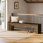 Tribesigns 71" Extra Long Rustic Entryway Bench, Modern Farmhouse Shoe Bench Wooden Indoor Seating with Layered Design for Hallway, End of Bed, Living Room, Sofa Back, Dining Room, Black & Brown - color: Black & Brown