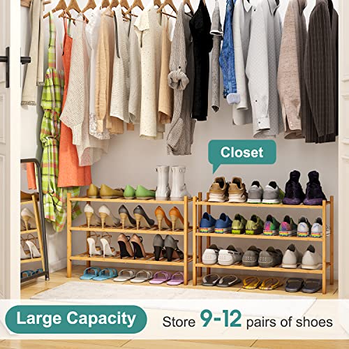 viewcare 3-Tier Free Standing Shoe Racks, Bamboo Wood Shoe Rack for Entryway & Closet, Beautiful | Natural | Functional | Sturdy Shoe Rack - color: Natural Bamboo, size: 3-Tier