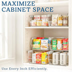 HOMESTEAD Set of 4 Stackable Storage Bins, 2 Large + 2 Small Clear Plastic Organizer Bins, Open Front Design for Kitchen Pantry, Fridge, Cabinet, Bathroom Organization and Snack Storage