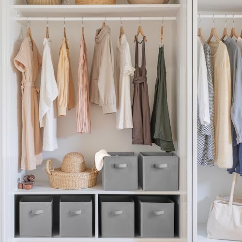 Cupic Cupid 11x11 Storage Cubes, 6 Pack Open Storage Bins with Handles, Storage Cube Organizer for Clothes and Toys, Collapsible Cube Bins for Closet, Shelves, Offices, Gray - color: Gray, size: 11 Inch
