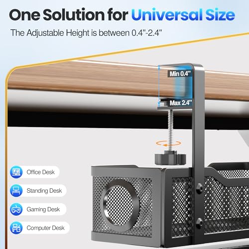 Cable Management Under Desk Tray, No Drill Cable Management Box With Clamp for Wire Organization, Cord Organizer for Office, Home - No Damage to Desk (Black) - color: Black
