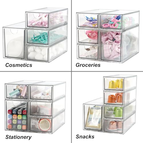 Acrylic Makeup Organizer, Clear Storage Organizer Desktop Stackable Storage Drawers, Plastic Organizer Bins for Makeup, Stationery, Cosmetics, Vanity, Bathroom,Cabinet,Pantry Office Desk (5 Drawers) - style: 5 Drawers
