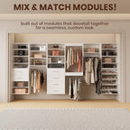 ROOMTEC Modular Closet System, 25.5" Shelf Closet Tower Wall-Mounted Closet Organizer, Wooden Tower for Walk-In Closets, Wardrobe Storage Kit, White - size: 25.5" Wide, style: Model 10