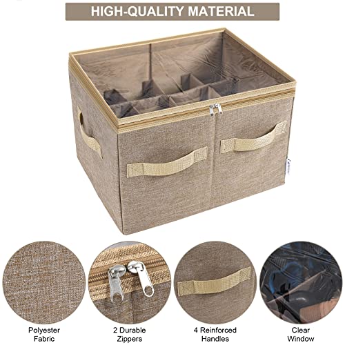 Moteph Shoe Organizer for Closet - Shoe Storage Organizer for Closet Organization with Clear Cover & Adjustable Dividers, Shoe Rack & Basket - (Light Brown, Medium - 16 Pairs) - color: Light Brown, size: Medium - 16 Pairs