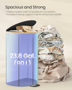 SONGMICS Laundry Hamper, Laundry Basket with Lid, 23.8 Gal. (90 L), with Removable Liner Bag, for Laundry Room, Bedroom, Living Room, Ink Black and Light Bamboo ULCB547B01 - color: Ink Black, size: 90 L (1-Section)
