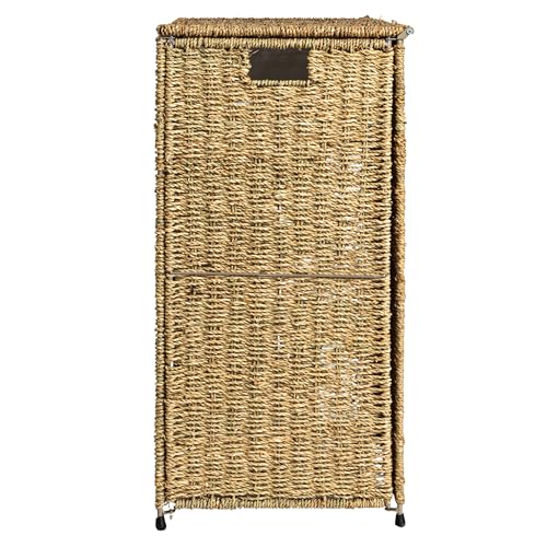 Household Essentials Brown ML-5445 Wicker 3 Compartment Laundry Sorter with Lid | 3 Section Clothes Hamper - color: Brown
